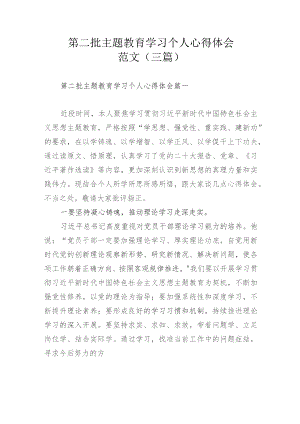 第二批主题教育学习个人心得体会范文（三篇）.docx