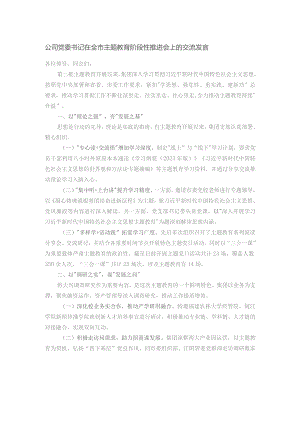 公司党委书记在全市主题教育阶段性推进会上的交流发言.docx