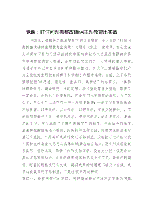 党课：盯住问题抓整改 确保主题教育出实效4800字.docx