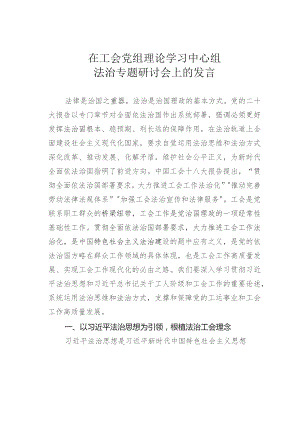在工会党组理论学习中心组法治专题研讨会上的发言.docx