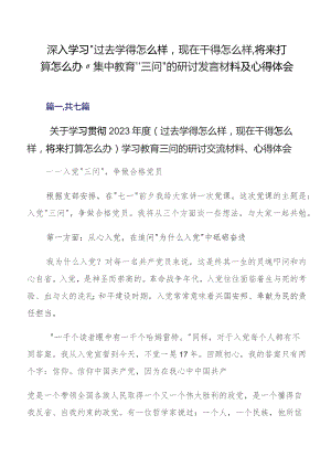深入学习“过去学得怎么样现在干得怎么样,将来打算怎么办”集中教育“三问”的研讨发言材料及心得体会.docx