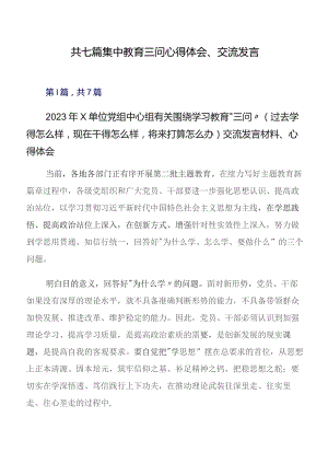 共七篇集中教育三问心得体会、交流发言.docx