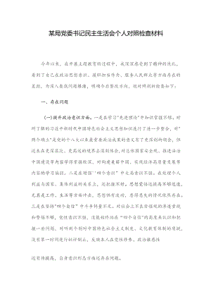 某局党委书记民主生活会个人对照检查材料.docx