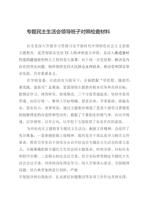 主题教育专题民主生活会领导班子对照检查材料.docx