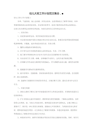 幼儿大班工作计划范文集合八篇.docx