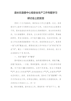 县长在县委中心组安全生产工作专题学习研讨会上的发言.docx