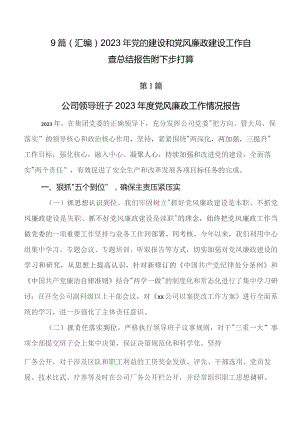 9篇（汇编）2023年党的建设和党风廉政建设工作自查总结报告附下步打算.docx