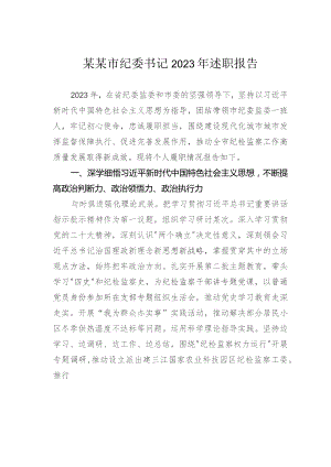 某某市纪委书记2023年述职报告.docx