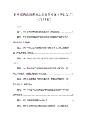2023树牢正确政绩观推动高质量发展（研讨发言）【11篇】.docx