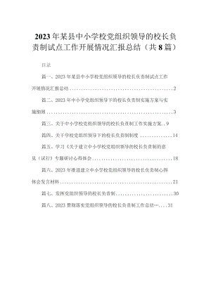 （8篇）2023年某县中小学校党组织领导的校长负责制试点工作开展情况汇报总结范文.docx