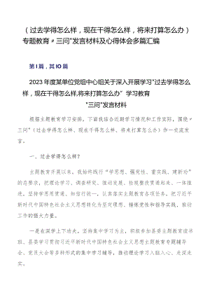 （过去学得怎么样现在干得怎么样将来打算怎么办）专题教育“三问”发言材料及心得体会多篇汇编.docx