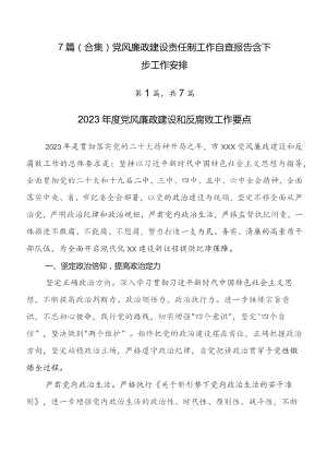 7篇（合集）党风廉政建设责任制工作自查报告含下步工作安排.docx