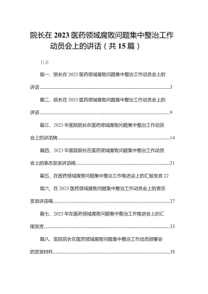 院长在医药领域腐败问题集中整治工作动员会上的讲话15篇供参考.docx