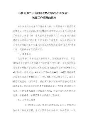 市乡村振兴示范创建现场比学活动“回头看”核查工作情况的报告.docx