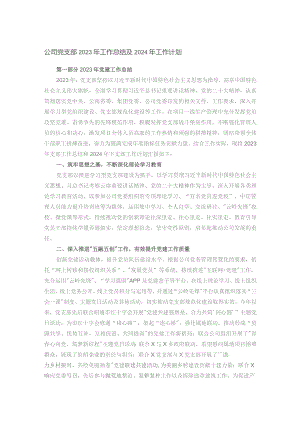 公司党支部2023年工作总结及2024年工作计划.docx
