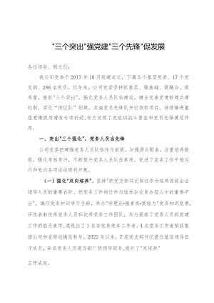 公司党委书记在集团党建工作经验分享会上的发言.docx