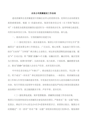 水务公司清廉建设工作总结.docx