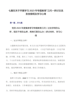 七篇在关于开展学习2023年专题教育“三问”研讨交流发言提纲及学习心得.docx