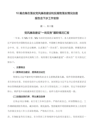 10篇合集在落实党风廉政建设和反腐败落实情况自查报告含下步工作安排.docx