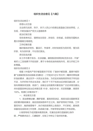 组织生活会意见【六篇】.docx