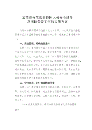 某某市分散供养特困人员安全过冬及探访关爱工作的实施方案.docx
