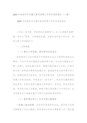 2023年党组织书记履行基层党建工作责任述职报告(二篇).docx