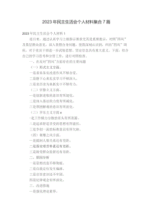 2023年民主生活会个人材料集合7篇.docx