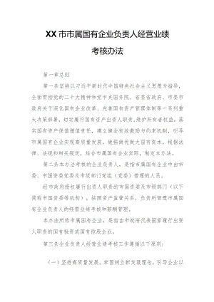 XX市市属国有企业负责人经营业绩考核办法.docx