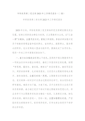市财政局第二党支部2023年工作情况报告(二篇).docx