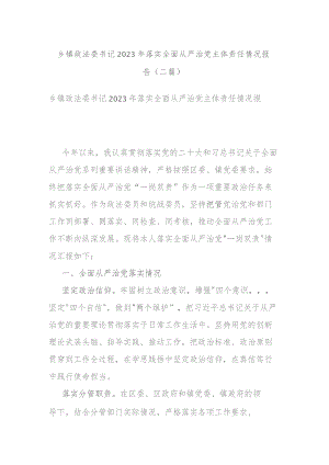 乡镇政法委书记2023年落实全面从严治党主体责任情况报告(二篇).docx