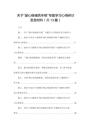关于“凝心铸魂筑牢根”专题学习心得研讨发言材料13篇供参考.docx