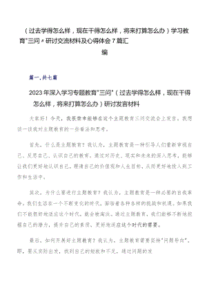 （过去学得怎么样现在干得怎么样将来打算怎么办）学习教育“三问”研讨交流材料及心得体会7篇汇编.docx