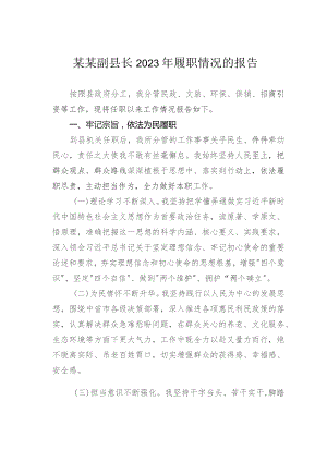 某某副县长2023年履职情况的报告.docx