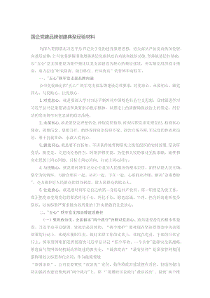 国企党建品牌创建典型经验材料.docx