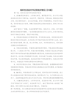 组织生活会对书记的批评意见【6篇】.docx