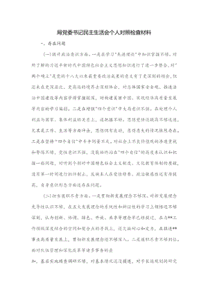 局党委书记民主生活会个人对照检查材料.docx