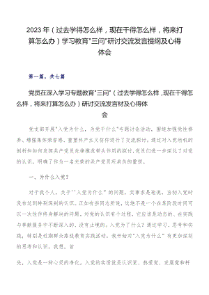 2023年（过去学得怎么样现在干得怎么样将来打算怎么办）学习教育“三问”研讨交流发言提纲及心得体会.docx
