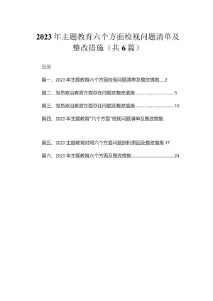 2023年专题教育六个方面检视问题清单及整改措施范文精选(6篇).docx