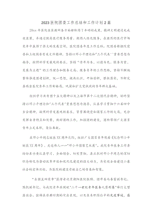 2023医院团委工作总结和工作计划2篇.docx