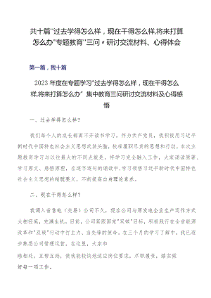 共十篇“过去学得怎么样现在干得怎么样,将来打算怎么办”专题教育“三问”研讨交流材料、心得体会.docx