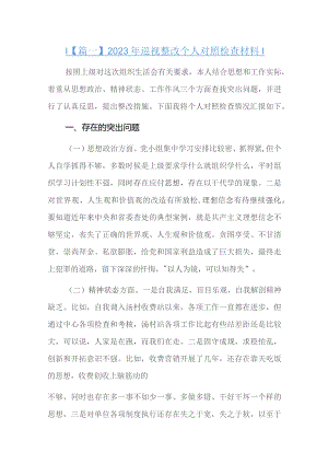 2023年巡视整改个人对照检查材料六篇.docx