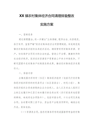 XX镇农村集体经济合同清理排查整改实施方案.docx