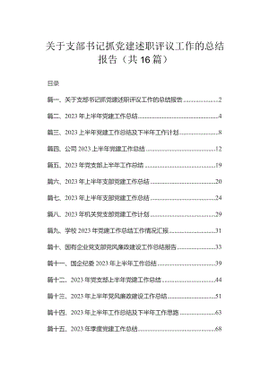 2023关于支部书记抓党建述职评议工作的总结报告（共16篇）.docx