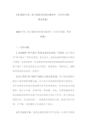 2篇2023年第二批主题教育检视问题清单（含存在问题、整改措施）.docx