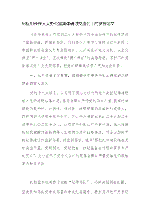 纪检组长在人大办公室集体研讨交流会上的发言范文.docx