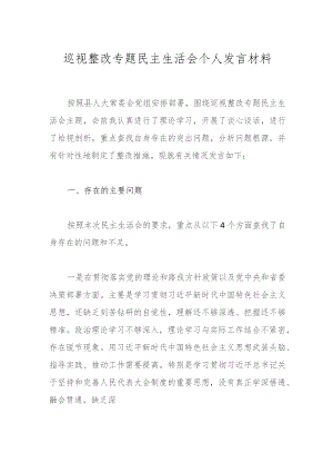 巡视整改专题民主生活会个人发言材料.docx