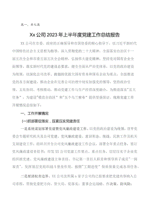 （七篇）2023年党建工作工作开展情况总结附下步打算.docx