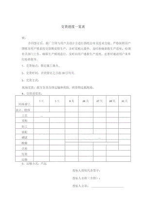 交货进度一览表（2023年XX电力设备有限公司）.docx