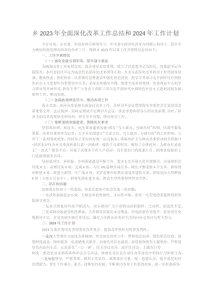 乡2023年全面深化改革工作总结和2024年工作计划.docx