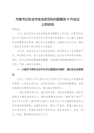 市委书记在全市安全防范和问题整改工作会议上的讲话.docx